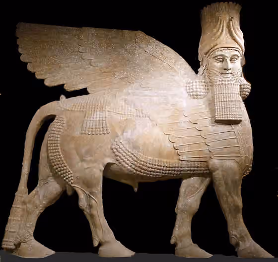 History of the Assyrians — Assyrian lamassu gate guardian from Khorsabad now at Oriental Institute Museum at the University of Chicago.