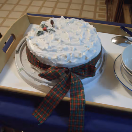 Kue Natal — A Christmas cake with much icing.