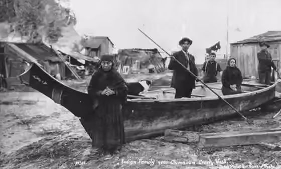 Klallam people — Klallam people near canoe American Memory from the Library of Congress Klallam Indians (the Hicks family) pose with canoe near Chimacum Creek, Washington, ca.