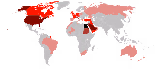 orang Mesir — Map of the Egyptian people around the world.