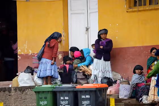 Mixe people — Mixe women in traditional dress just off the main square in Santa Maria Tlahuitoltepec, Oaxaca