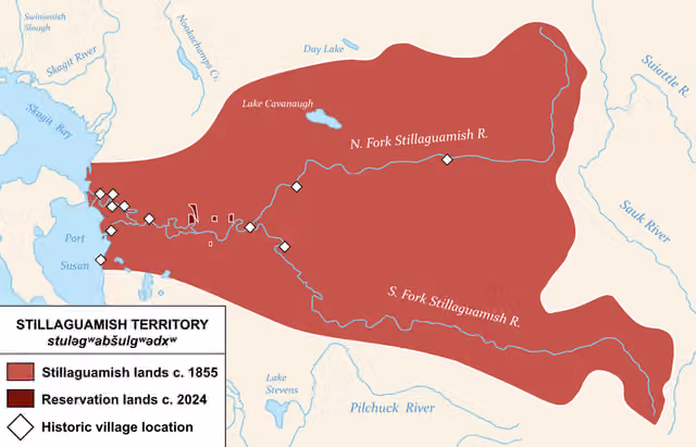 Stillaguamish people — Created by myself, with known villages and neighboring peoples.