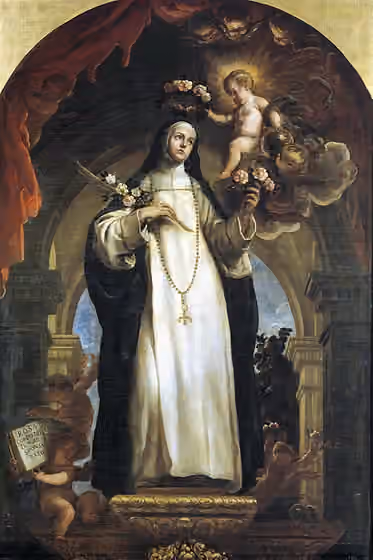 Spanish immigration to Peru — El lienzo representa a Santa Rosa de Lima .