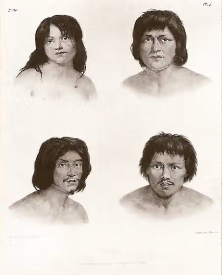 Puri people — Puris , acima, e camacans , abaixo (litogravura, 22,3 x 19,5 cm)