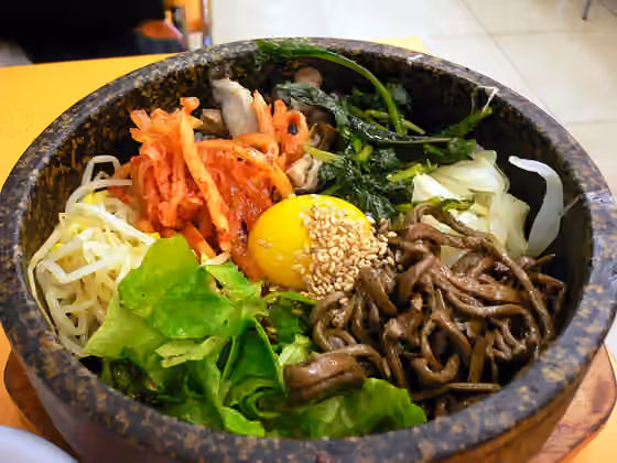 bibimbap — Dolsot bibimbap, a Korean traditional dish comprising various namul and rice