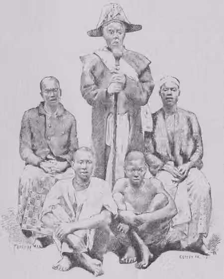 suku Kongo — Native chief of Lower Congo with ministers and servants.