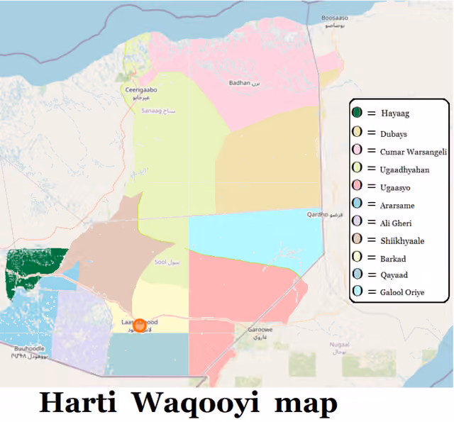Harti — Harti Waqooyi map of SSC-Khatumo & Darwiishland