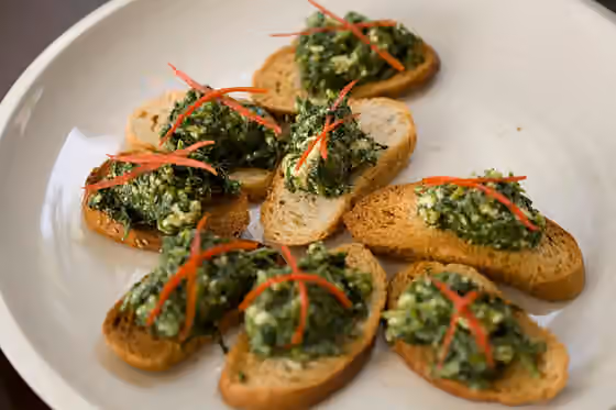 Crostini — Spinach and cheese crostini