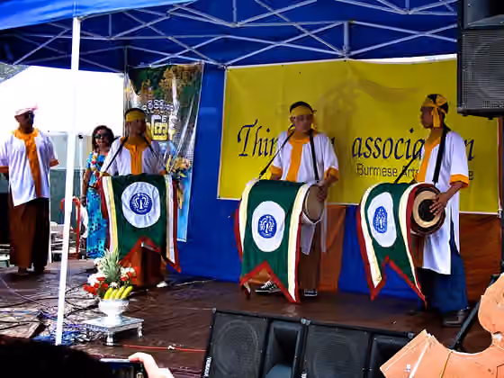 suku Rakhine — Rakhine drummers at Thingyan (Burmese New Year Festival), in New York City