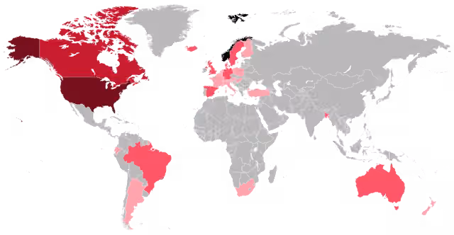 orang Norwegia — Map of the Norwegian people around the world.