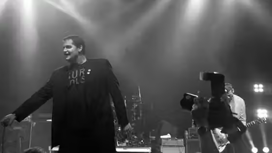 death rock — TSOL singer Jack Grisham performing December 17, 2011 at the Santa Monica Civic Auditorium in Santa Monica, California as part of the GV30 event.