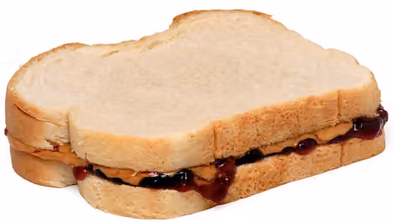 Roti lapis selai kacang dan jeli — A peanut butter and jelly sandwich, made with Skippy peanut butter and Welch's grape jelly on white bread.