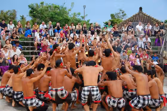 Kecak — Kecak dance performed at Uluwatu Temple amphitheatre