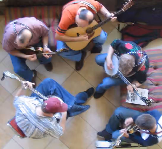 Musik Bluegrass — Bluegrass artists use a variety of stringed instruments to create a unique sound.