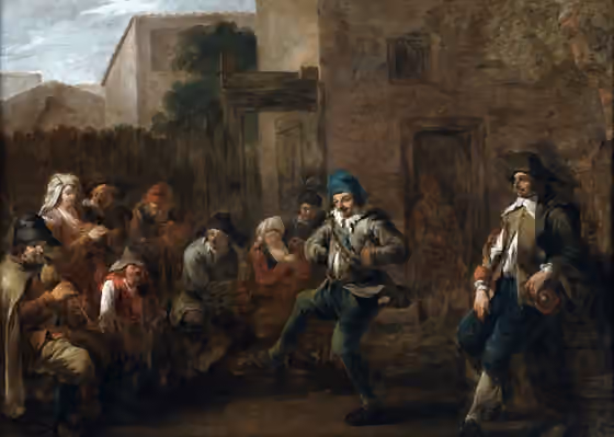 Hornpipe — The Hornpipe by Andries Dirksz Both, oil on copper, 12¾ x 17½ in.