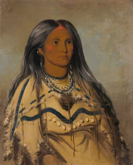 Suku Mandan — Title Sha-kó-ka, Mint, a Pretty Girl Artist George Catlin Date 1832 Location Not on view Dimensions 29 x 24 in.