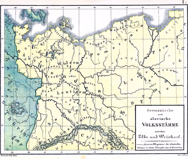 Slavia Polabia — Image extracted from page 15 of Die Territorialgeschichte des brandenburgisch preussischen Staates, im Auschluss an zehn historische Karten übersichtlich dargestellt , Fix W.