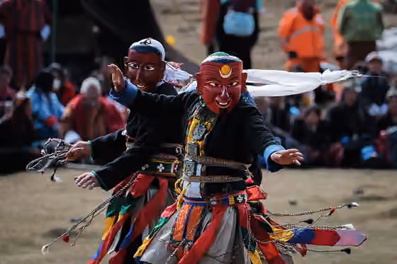 Drametse Ngacham — Cham Dance is the traditional dance of Bhutan.