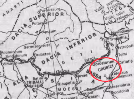 Krobyzoi — Location of the Krobyzoi tribe.