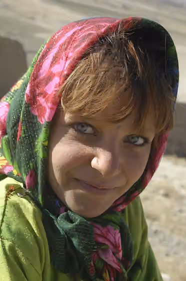 suku Nuristan — A young Afghan Nuristani girl at a Kabul , Afghanistan orphanage in January 2002.