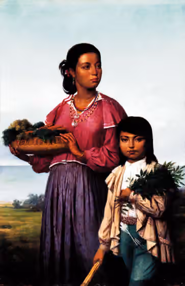 Chitimacha — Portrait of Two Chitimacha Indians, François Bernard, 1870.