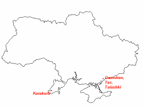 Albanians in Ukraine — Map representing the position of the 4 Albanian villages in Ukraine.