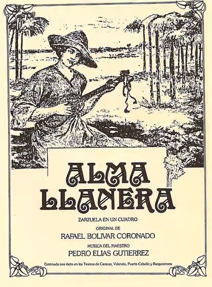 Music of Venezuela — Imagen de la portada de la primera edición del libreto de Alma llanera, que escribio Rafael Bolivar Coronado.