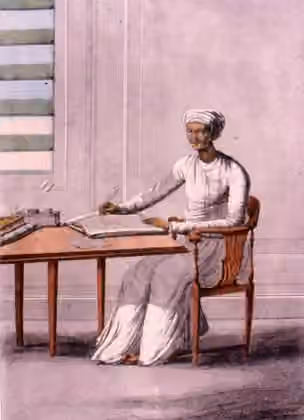 Kayastha — From Belgian artist Francois Baltazar Solvyns' book "Les Hindous", captioned "Kayasth, Calcutta writer"