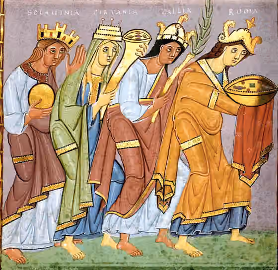 Lechite — Sclavinia, Germany, Gaul and Rome bringing gift to Emperor Otto III.