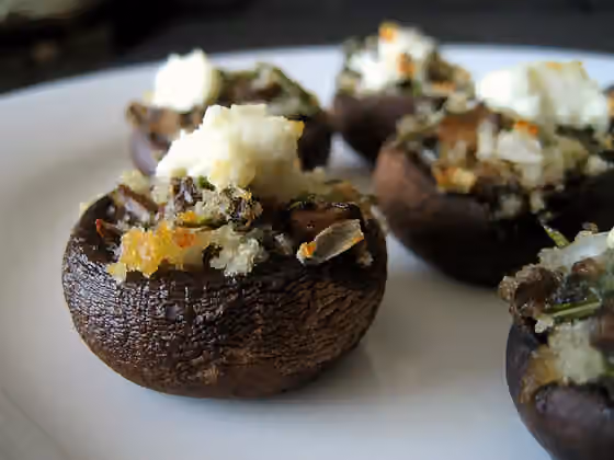 Stuffed mushrooms — Stuffed portobello mushrooms with herbs and goat cheese.