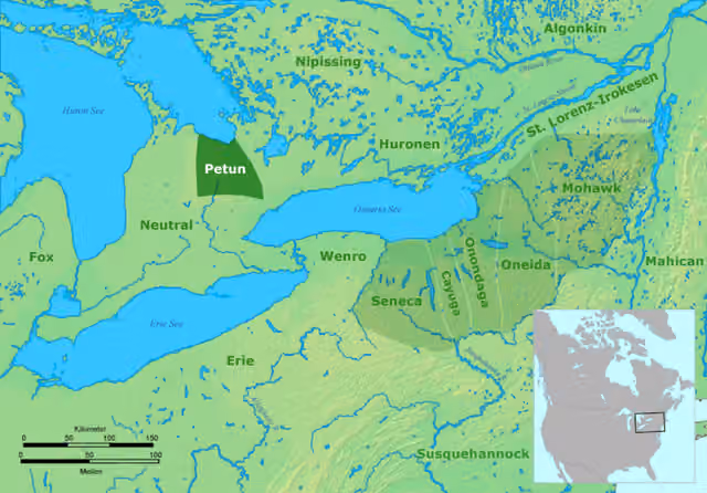 Iroquoian peoples — Tribal territory of Petun about 1630