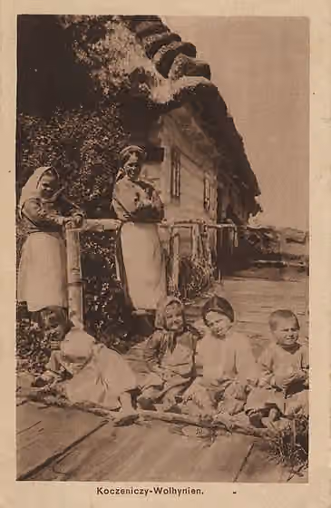 Volhynians — German postcard showing villagers from Volhyn region, Ukraine