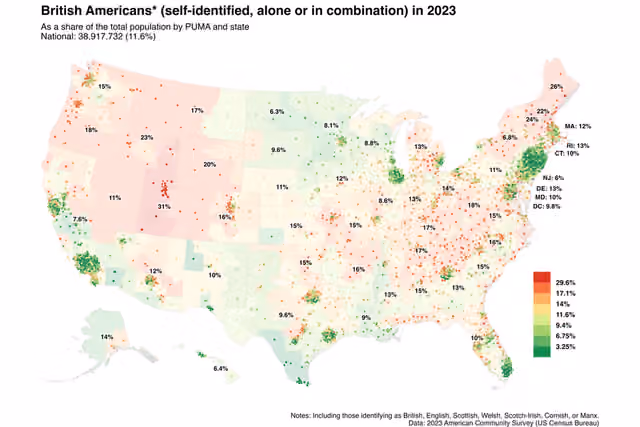 British Americans — Map of British Americans in 2023