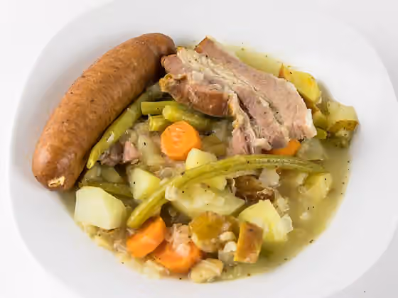 Blindhuhn — Westfälisches Blindhuhn mit Mettenden und Schweinespeck
