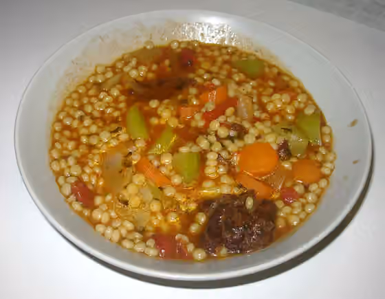 Berkoukes (dish) — Assiette de berkoukes