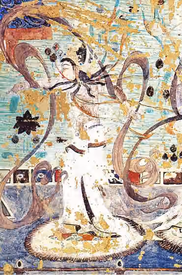 Sogdian Whirl dance — Dancer in mural from Mogao cave 220.