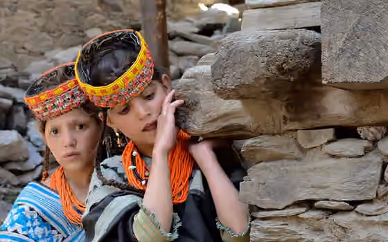 Orang Dard — Candid shot of Kalasha Girls in Bamboret Valley, Kalash, Pakistan