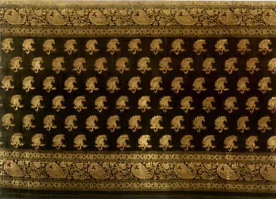 Zari — 'Sari' from Varanasi (north-central India), silk and gold-wrapped silk yarn with supplementary weft brocade, early 20th century, Honolulu Academy of Arts .