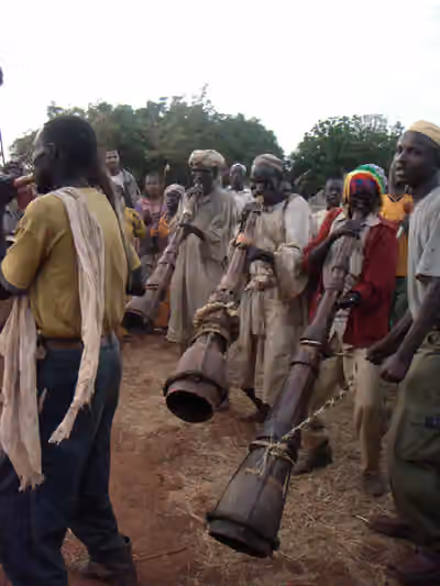 Berta people — Berta people playing trumpets in a wedding (Komosha, western Ethiopia) by Ruibal.