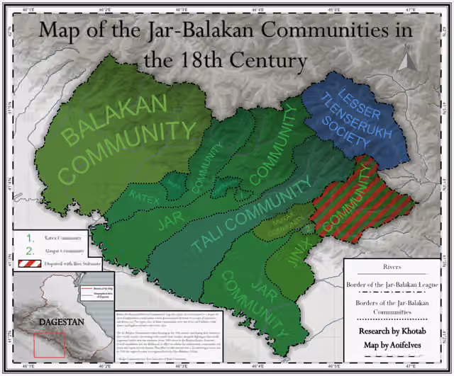 Jar-Balakan — Before the Russia subdued and annexed the Zagatala region, it was occupied by a league of several independent communities whose governmental structure was a mix of aristocracy and democracy.