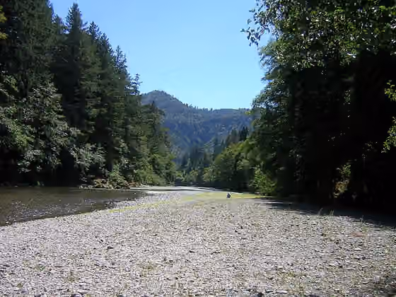 Mattole — Looking upstream Mattole River at the Arthur Way County Memorial Park.