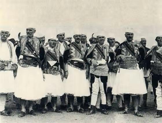 Tosks — Photograph of Tosks singing at King Zog's birthday party.