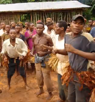 Suku Baka — Baka Pygmy dancers in the East Province of Cameroon, June 2006.