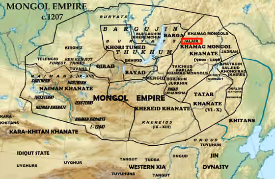Jalayir — Homeland of the Jalair tribe of the Mongol Empire in 1207