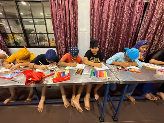 Punjabi Malaysians — Kids coloring activity organised by Gurdwara Sahib Jelapang, Ipoh, Malaysia