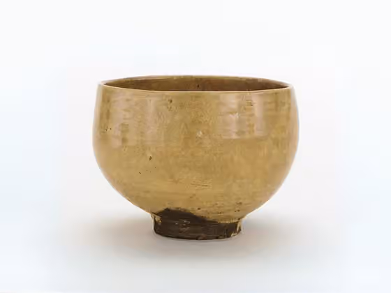 Hagi ware — Hagi ware tea bowl, deep semi-globular; on bold foot.