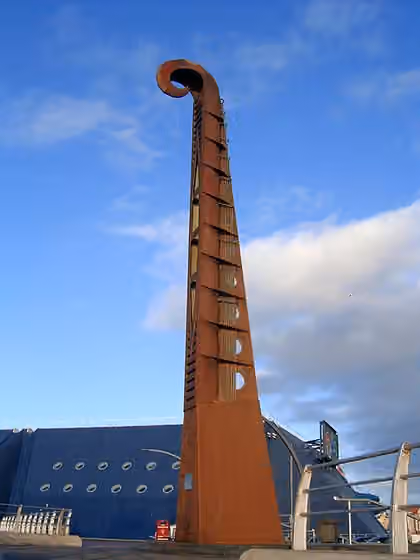 Blackpool High Tide Organ — Side view of the Blackpool High Tide Organ , a site-specific tide and wind musical sculpture on the promenade in Blackpool , England.