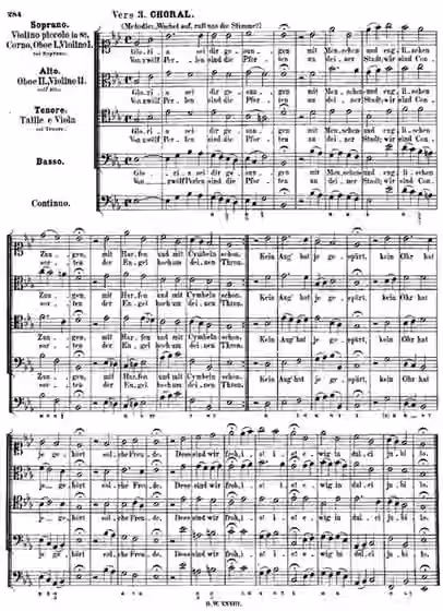 Lutheran chorale — A scanned page from an 1881 edition of a Bach cantata.