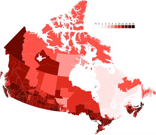 Skotlandia Kanada — Map of Scottish Canadians by census division.