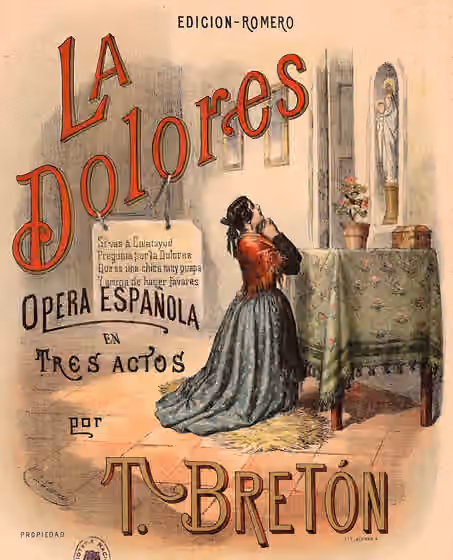 Spanish opera — Cover page of the Romero edition depicting a scene from act 3, by José Cuevas (1844 — ca.1923)